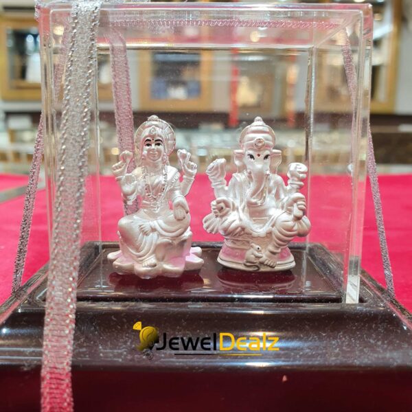 Lakshmi Ganesh Idol in Pure 999 Hallmark Silver