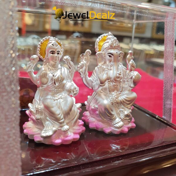 Lakshmi Ganesh Idol in Pure 999 Hallmark Silver