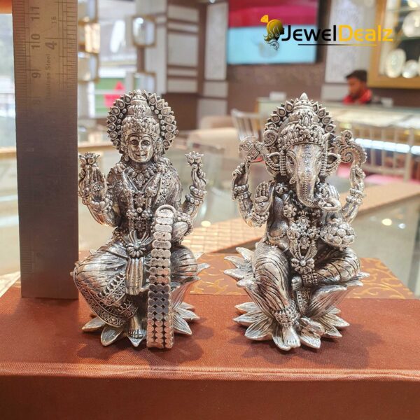 Lakshmi Ganesh Idol in Pure Silver 925 Hallmarked