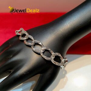 Gents Oxidized Link  Bracelet in Sterling Silver Pure 925 BIS Hallmarked