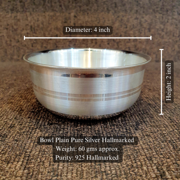 Classic Bowl Plain Pure Silver 925 Hallmarked Diam:4inch Hei:2inch