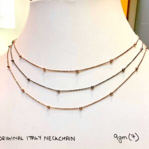 Italy 3 Layer Rose and White Neck Chain in Silver Pure 925 BIS Hallmarked