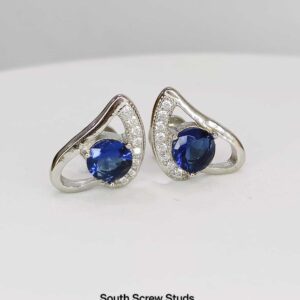 Blue Solitaire Earrings in Sterling Silver Pure 925 BIS Hallmarked