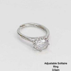Ladies Adjustable Solitaire Ring in Sterling Silver Pure 925 BIS Hallmarked