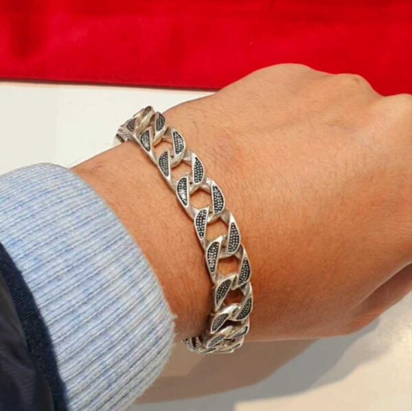 Gents Oxidized Curb Bracelet in Sterling Silver Pure 925 BIS Hallmarked