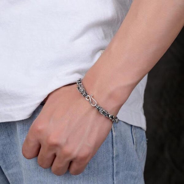 Men's Dragon Turkey Bracelets in Sterling Silver Pure 925 BIS Hallmarked