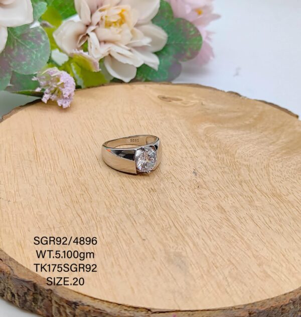 Solitaire Gents Ring in Sterling Silver Pure 925 BIS Hallmarked