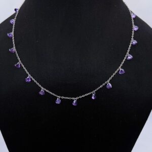 Vibrant Purple Beads Necklace in Sterling Silver 925 (Copy)