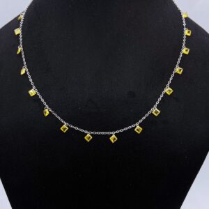 Vibrant Yellow & White Beads Necklace in Sterling Silver 925 (Copy)