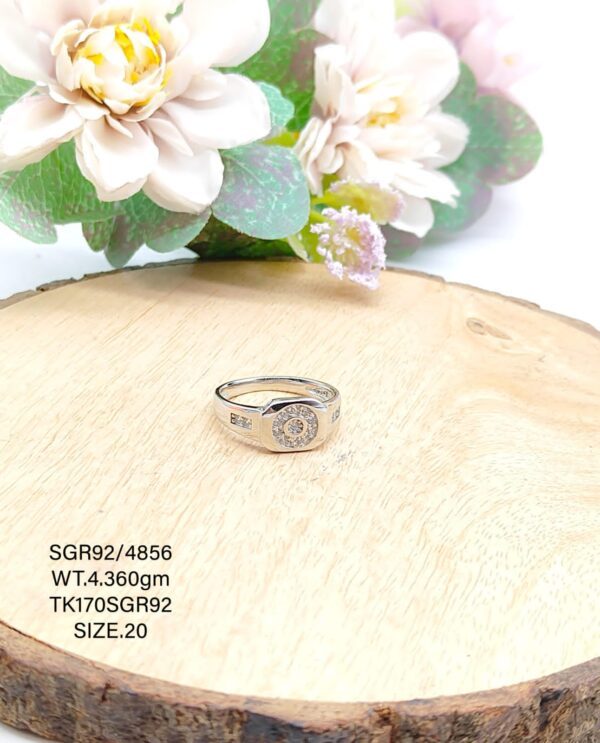 Solitaire Gents Ring in Sterling Silver Pure 925 BIS Hallmarked