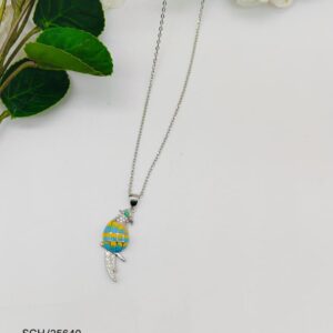 Chain with Macaw  Bird Pendent in Sterling Silver 925
