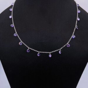 Vibrant Purple Heart Beads Necklace in Sterling Silver 925 (Copy)