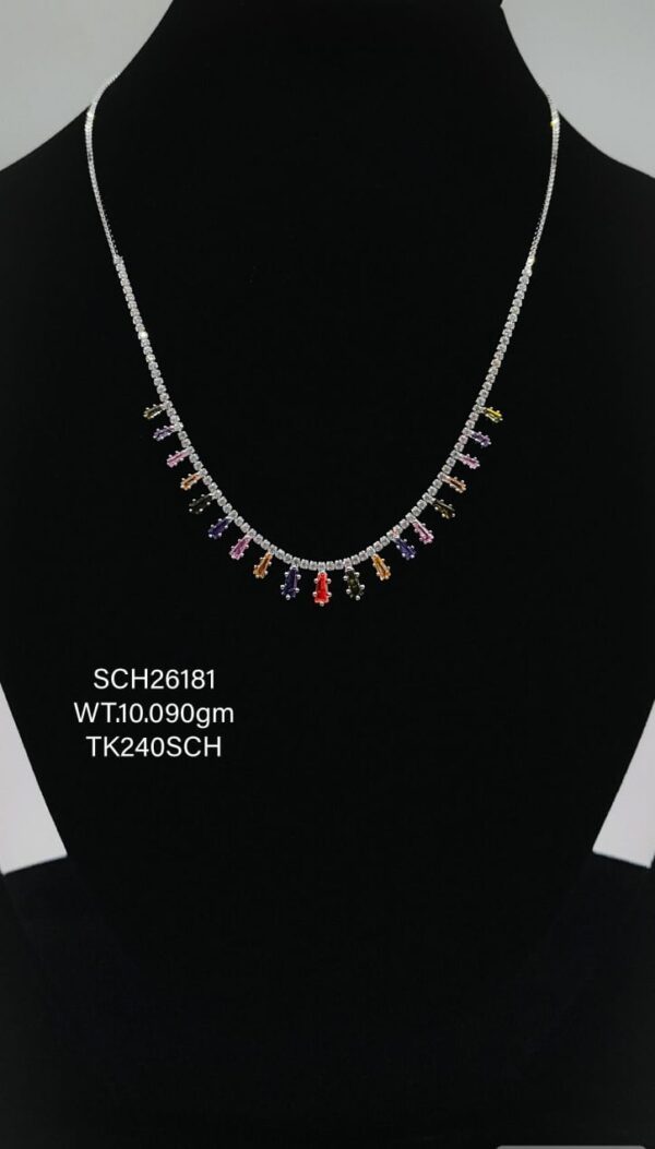 Multicoloured Stones Necklace in Sterling Silver