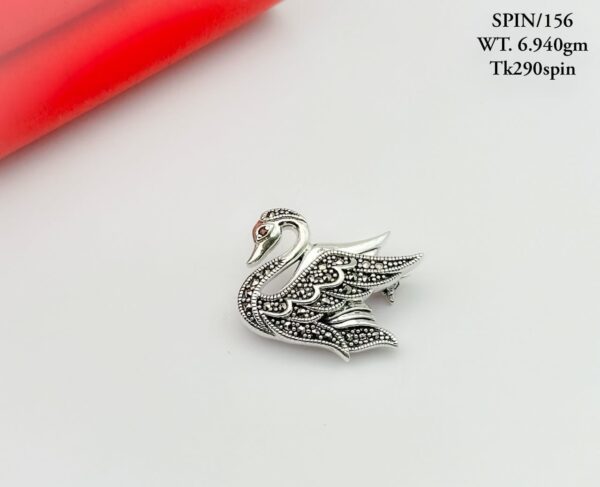 Swan Brooch in Pure Silver 925 BIS Hallmarked