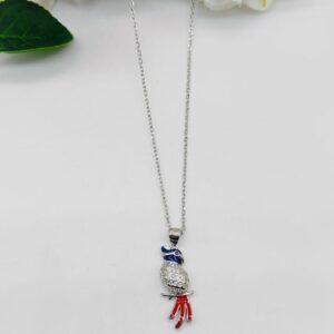Chain with Macaw Bird Pendent in Sterling Silver 925