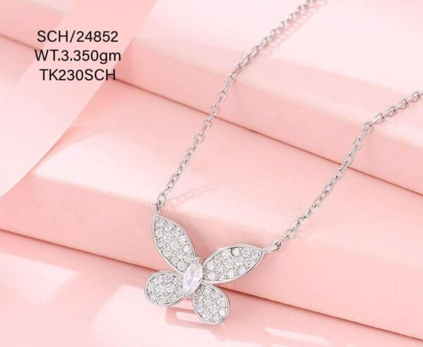 Chain with Shimmering Butterfly Pendant in Sterling Silver 925