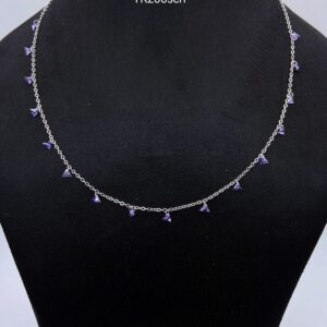 Vibrant Purple Oval Beads Necklace in Sterling Silver 925 (Copy)