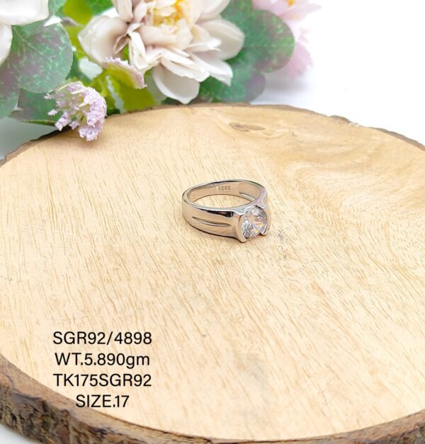Solitaire Gents Ring in Sterling Silver Pure 925 BIS Hallmarked