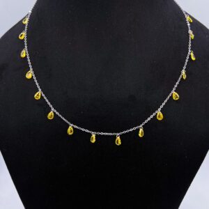 Vibrant Yellow & White Square Beads Necklace in Sterling Silver 925 (Copy)