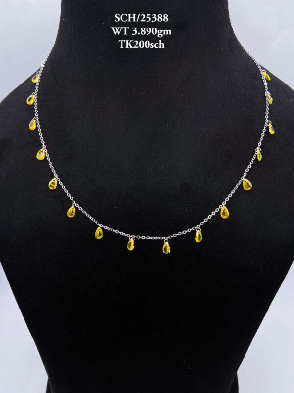 Vibrant Yellow & White Square Beads Necklace in Sterling Silver 925