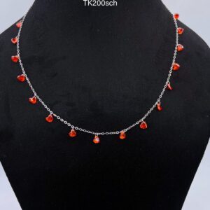 Vibrant Orange Beads Necklace in Sterling Silver 925