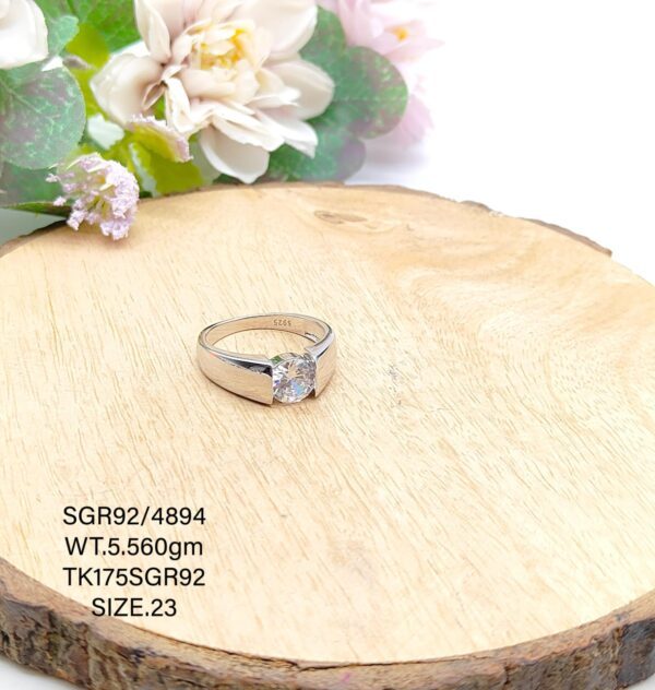 Solitaire Gents Ring in Sterling Silver Pure 925 BIS Hallmarked