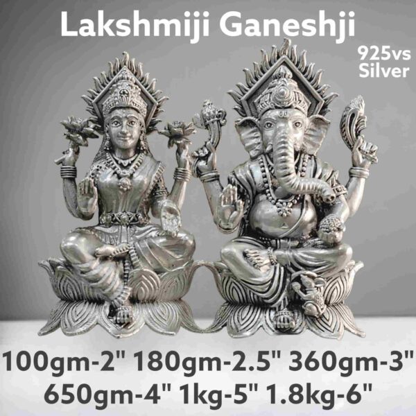 Lakshmi Ganesh Idol in Pure Silver 925 Hallmarked (Copy)