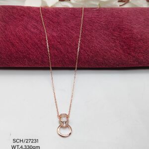 Chain with Vibrant Pink Solitaire Pendent in Sterling Silver