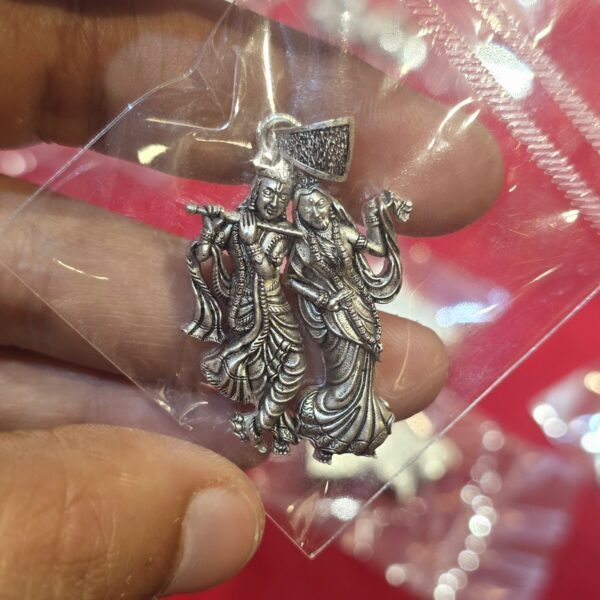 Radhe Krishna Locket in Pure Silver 925 BIS Hallmarked