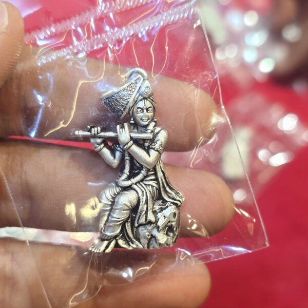 Krishna Playing Bansuri Locket in Pure Silver 925 BIS Hallmarked