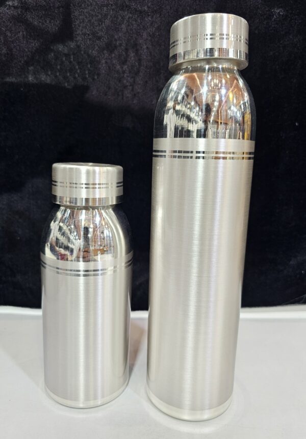 Straight Silver Water Bottle in Pure Silver 925 BIS Hallmarked