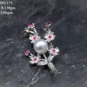 Elegant Red Brooch in Pure Silver 925 BIS Hallmarked (Copy