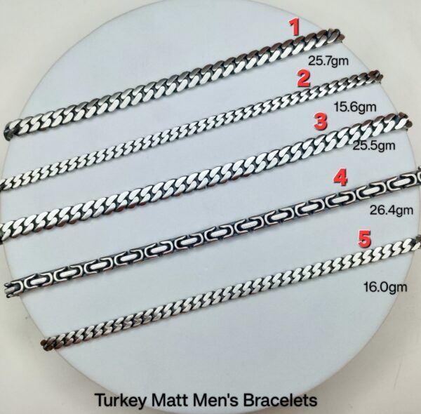 Gents Matt Turkey Bracelet in Sterling Silver Pure 925 BIS Hallmarked