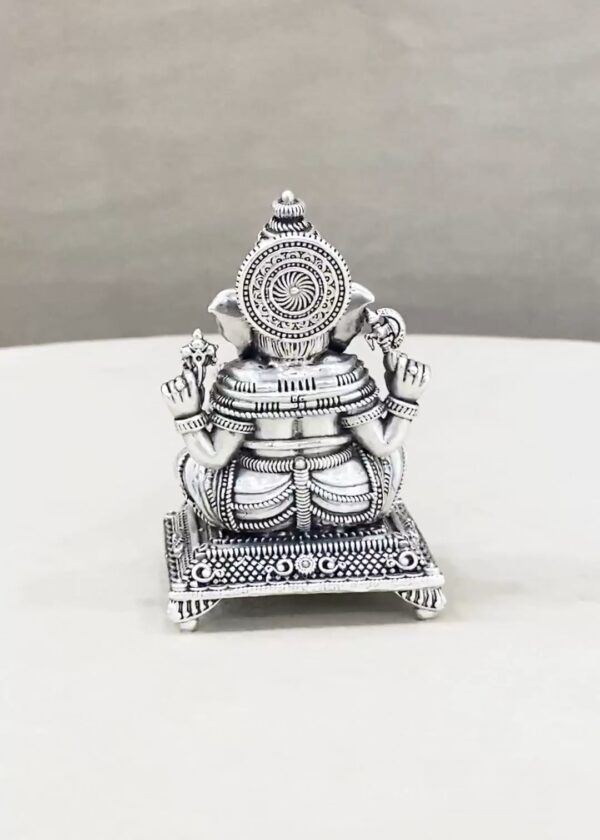 Lord Ganesh Peetam Pure Silver Idol - Image 3