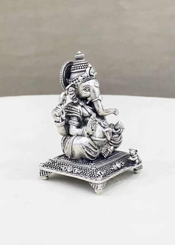 Lord Ganesh Peetam Pure Silver Idol - Image 4