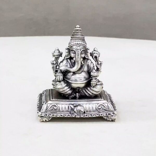 Pure Silver Ganesha Peetam Idol