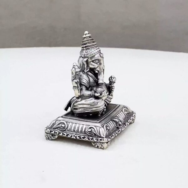 Pure Silver Ganesha Peetam Idol - Image 2