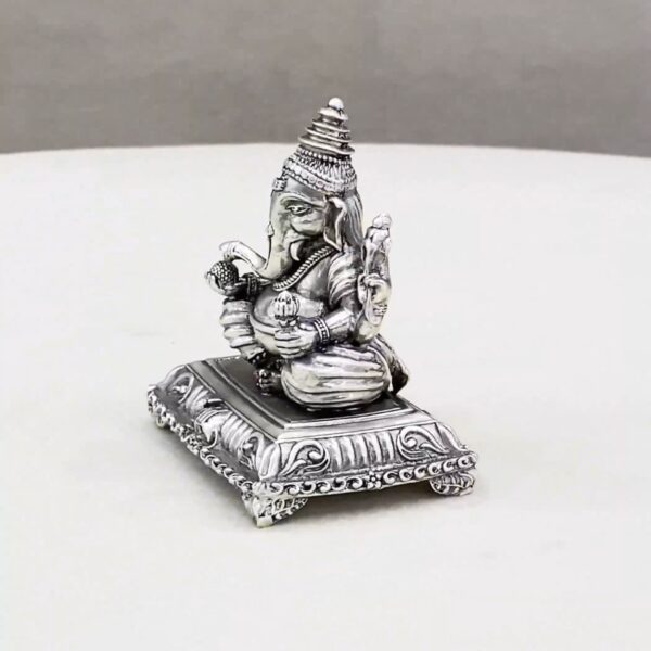 Pure Silver Ganesha Peetam Idol - Image 4