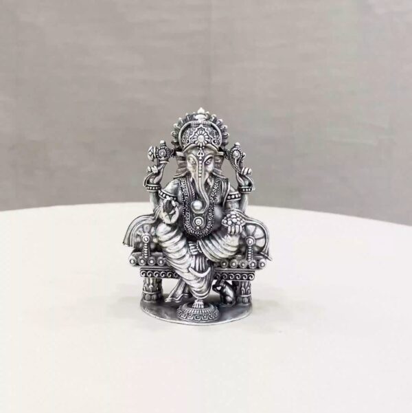 Ganesh Singhasan Pure Silver Idol