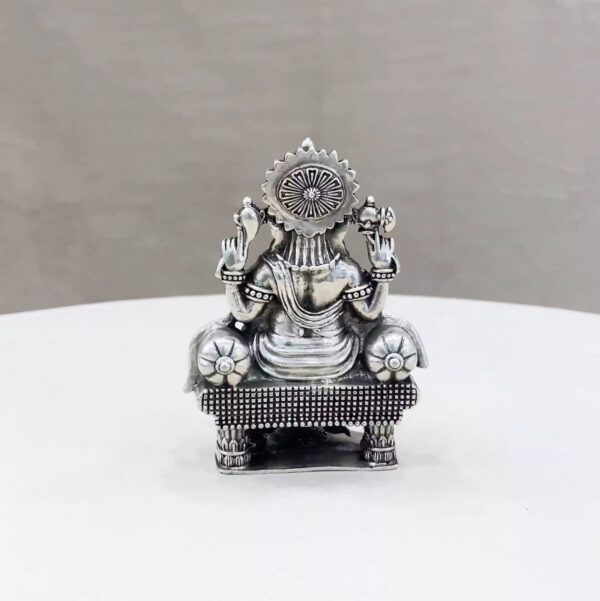 Ganesh Singhasan Pure Silver Idol - Image 3