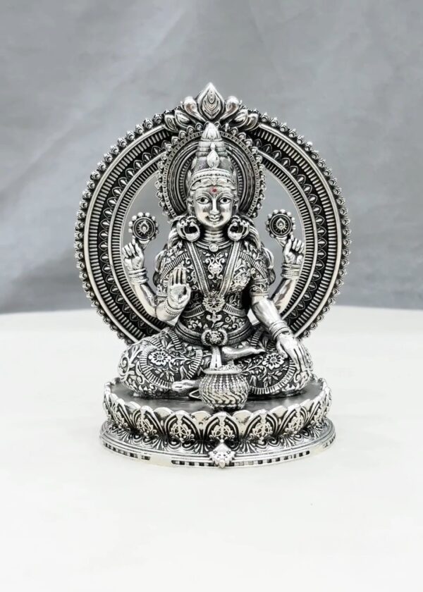 Maa Lakshmi Silver Idol with Back Arch