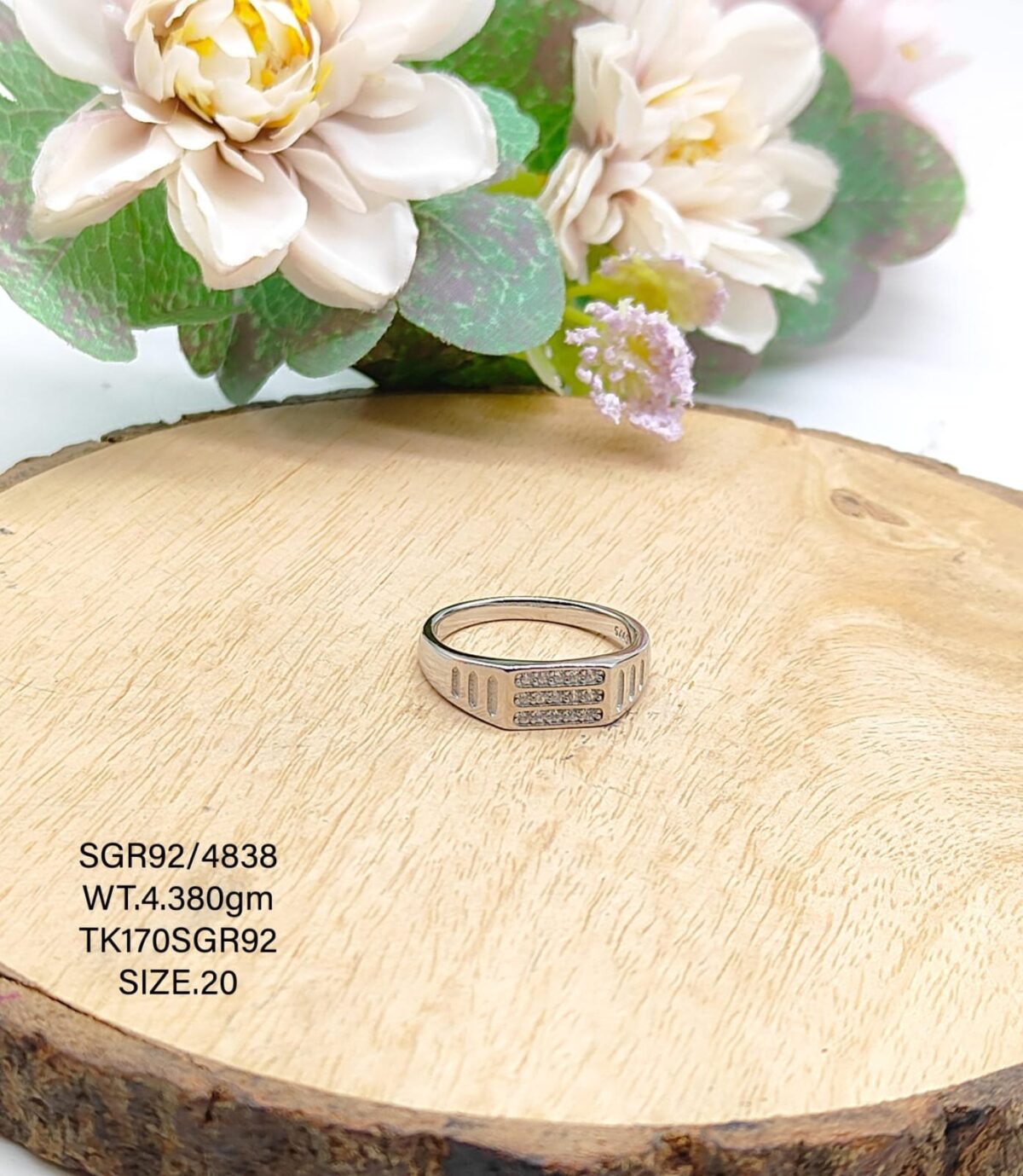 Multistone Gents Ring in Sterling Silver Pure 925 BIS Hallmarked - Image 1