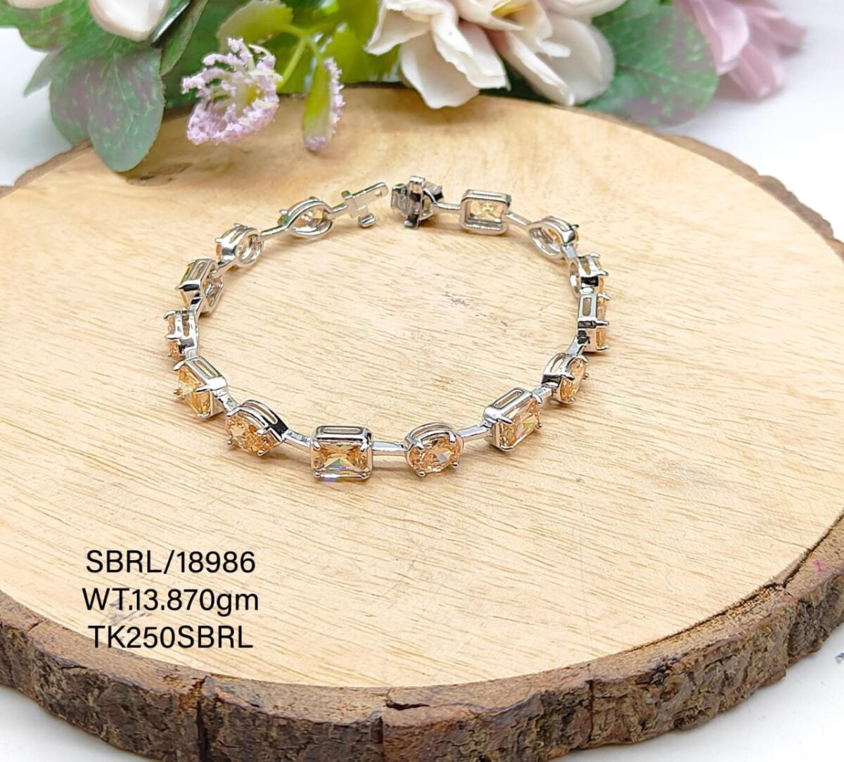 Stunning Diamond Crystal Bracelet in Sterling Silver Pure 925