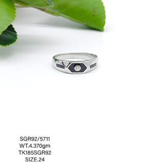 Black Stone Gents Ring in Sterling Silver Pure 925 BIS Hallmarked
