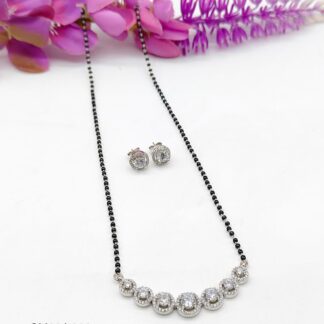 Solitaire Mangalsutra With Dashing Earring In Pure Silver