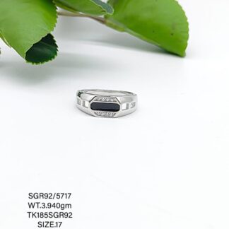 Black Stone Gents Ring in Sterling Silver Pure 925 BIS Hallmarked
