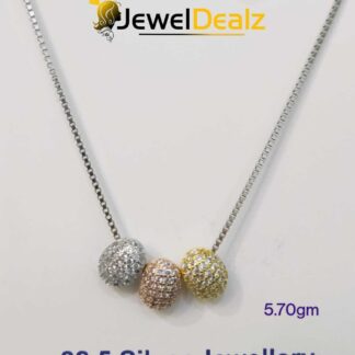 Tri Colour Chain Pendent in Sterling Silver Pure 925 BIS Hallmarked