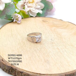 Solitaire Gents Ring in Sterling Silver Pure 925 BIS Hallmarked