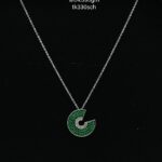 Chain with Vibrant Green&White Pendent in Sterling Silver