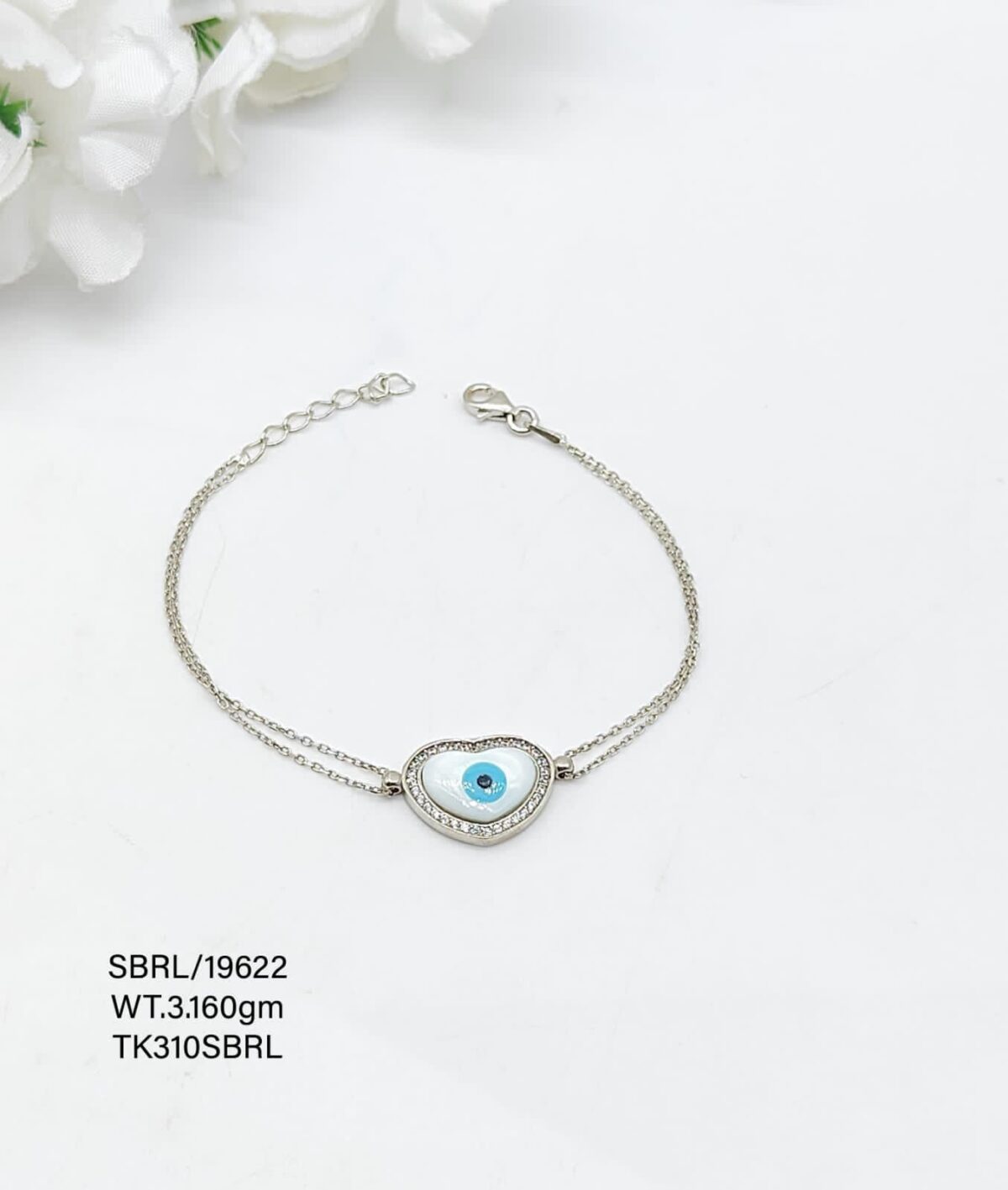 Stunning Evil Eye Beads Bracelet in Sterling Silver Pure 925 - Image 1